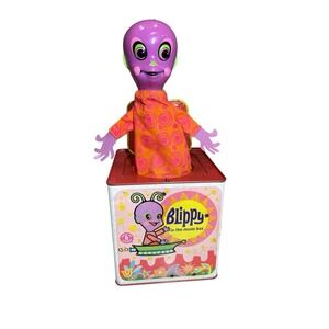 Vintage Tin Toy 1968 Blippy Alien in the Music Box Jack in the Box Made In USA‎
